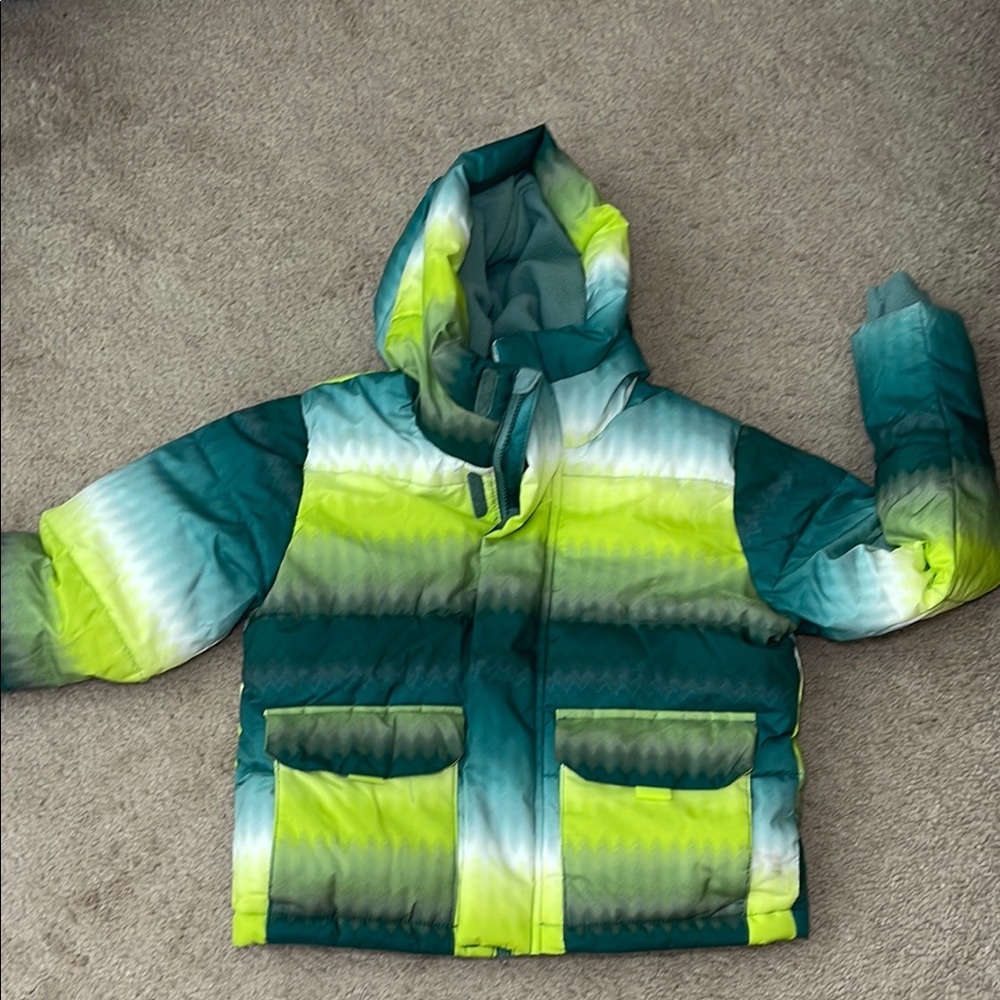 Gradient Green Winter Puff Jacket
